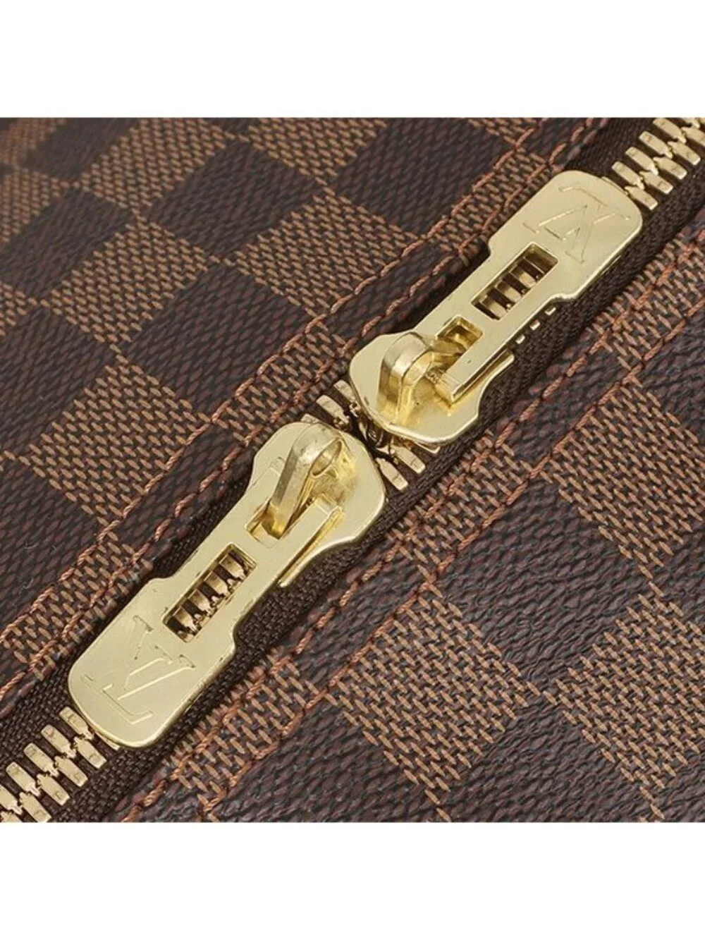 Louis Vuitton Boston Bag Keepall Bandouliere 55 Damier Canvas Ebene Gold Brown
